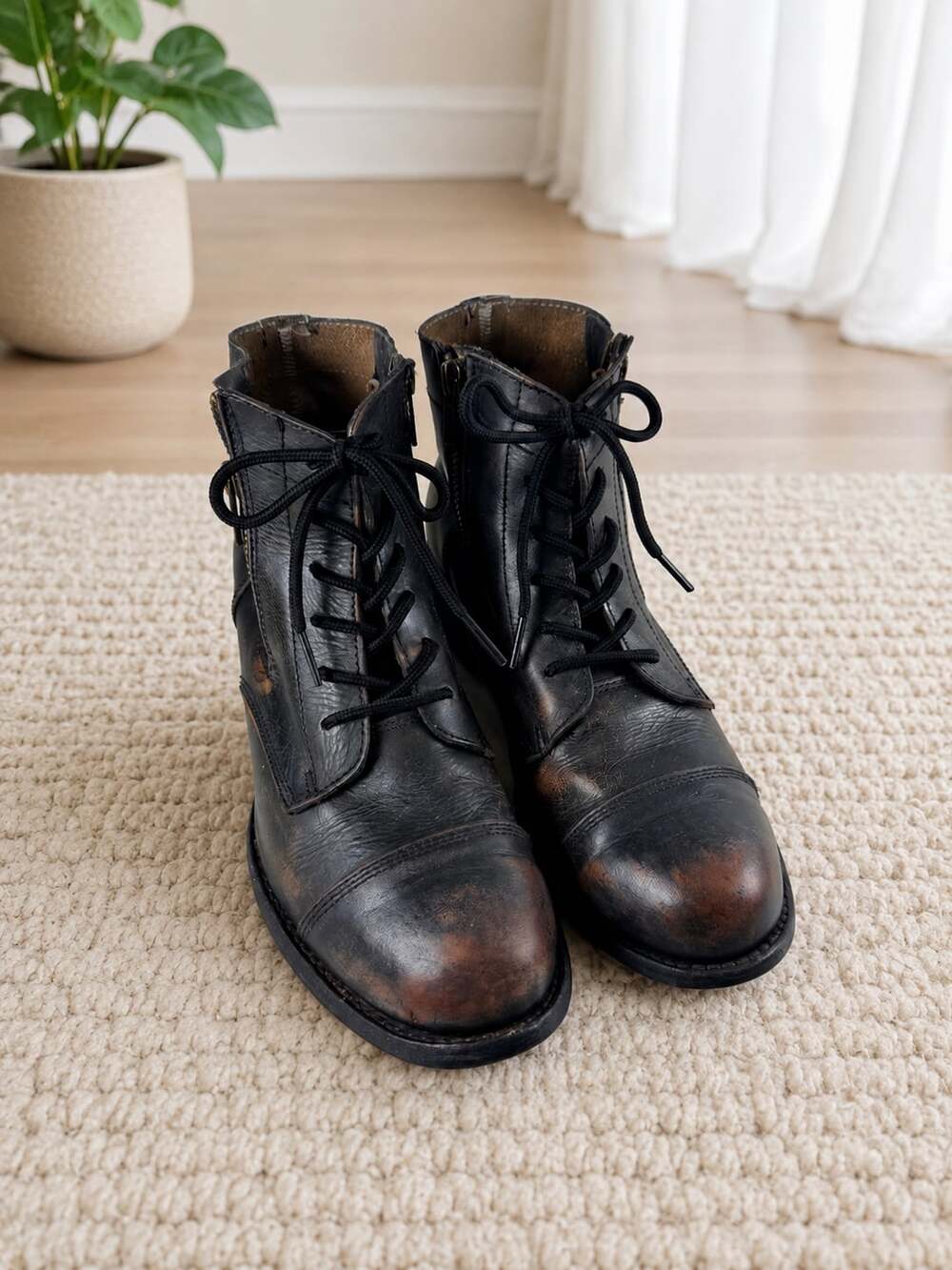 Freebird by Steven Rafter Leather Lace Up Ankle Boots Black Women’s Size 10